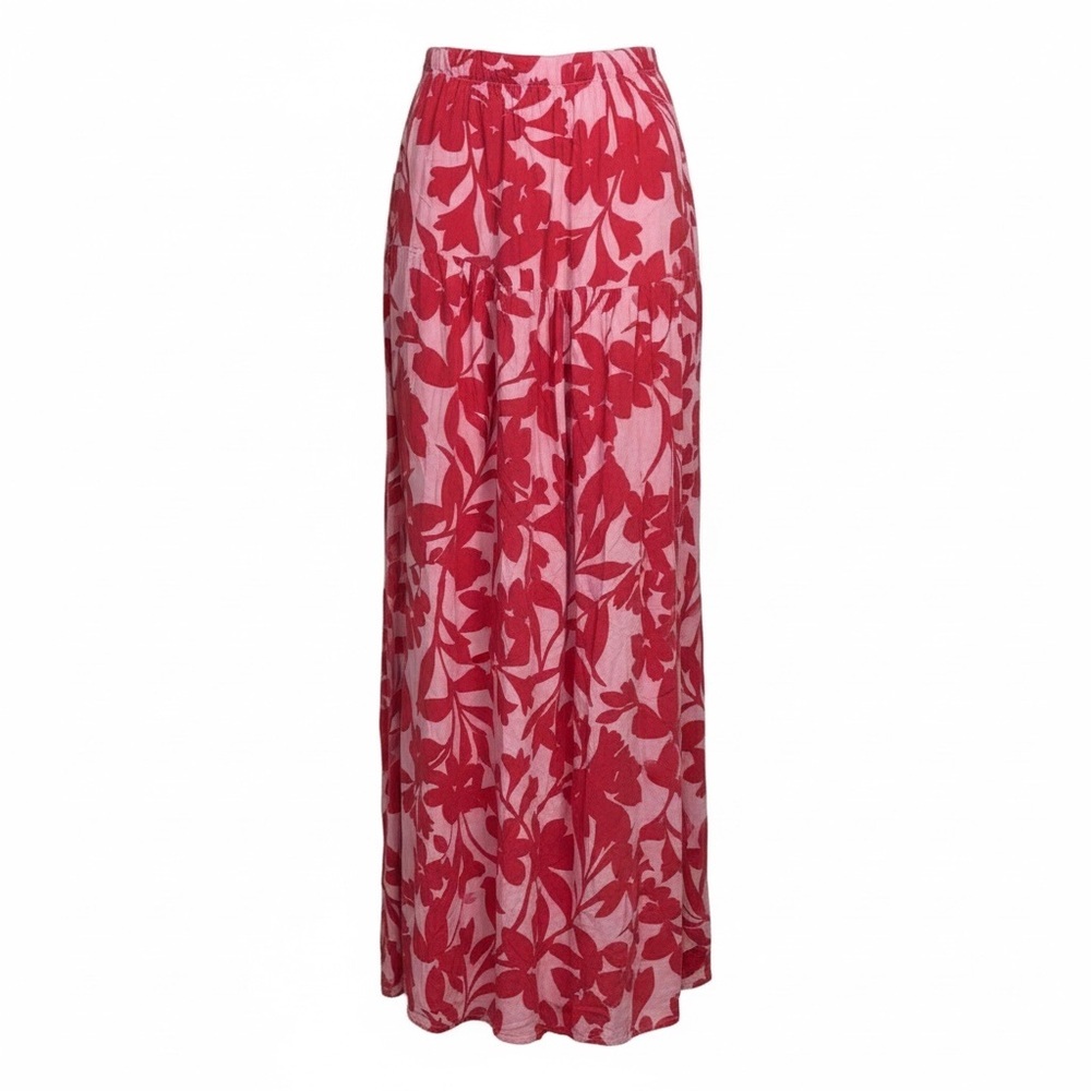 Abel the Label red/pink floral maxi skirt, small